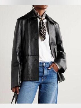 Bernardo Black Leather Button-Front Jacket size small